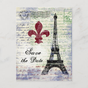 Faire-part Tour Eiffel Enregistrer la date Carte postale