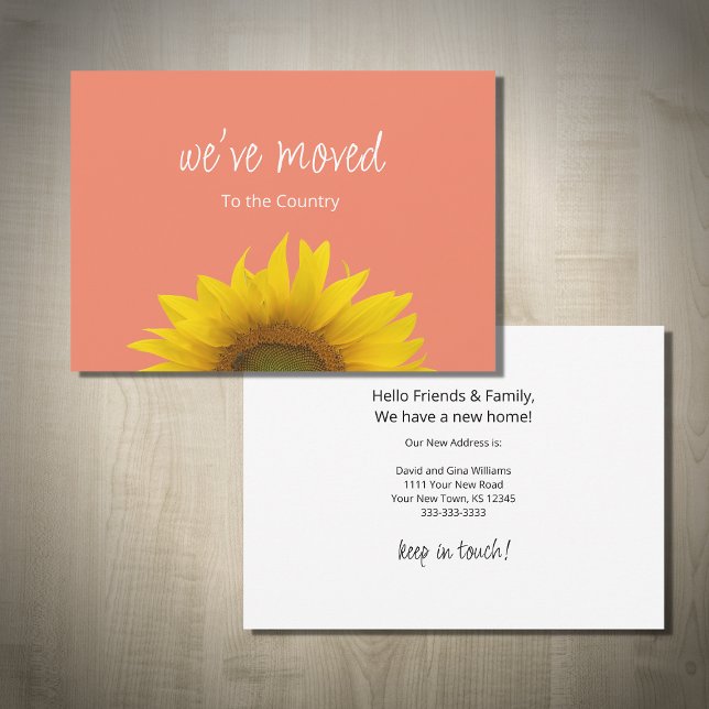 Faire-part Tournesol botanique Nous avons déplacé la pêche (Créateur téléchargé)