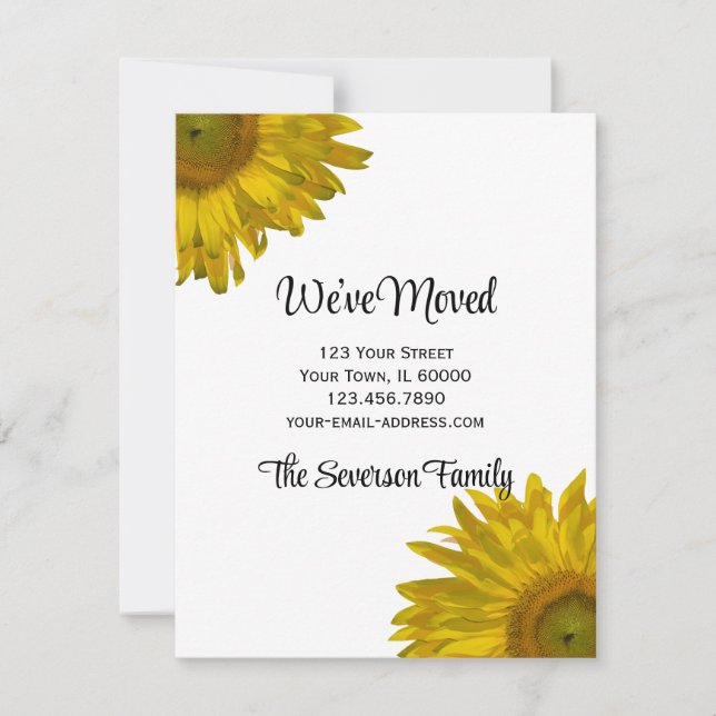 Faire-part Tournesol jaune Changement d'adresse Annonces (Devant)