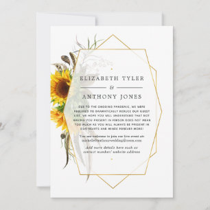 Faire-part Tournesols rustiques géométriques Mariage à effect