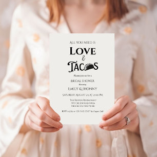 Faire-part Tout ce dont vous avez besoin est amour & tacos Fê