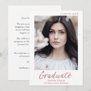 Faire-part Trendy Chic Rose Gold texte superposition de la ph