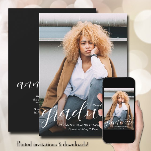 Faire-part Trendy Script Overlay Graduation (Créateur téléchargé)
