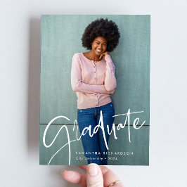 Faire-part Trendy Script Overlay | Photo Graduation de deux