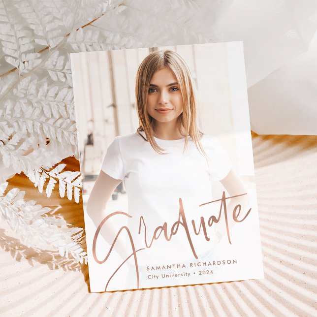 Faire-part Trendy Script Overlay | Photo Graduation de deux (Créateur téléchargé)