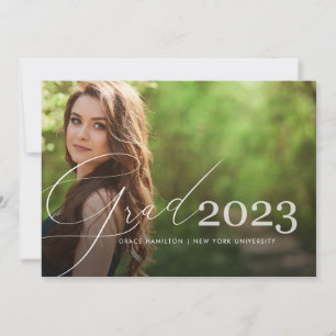 Faire-part Trendy Script Overlay   Photo Graduation de deux
