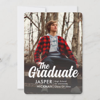 Faire-part Trendy Script Overlay Silver | Diplôme photo