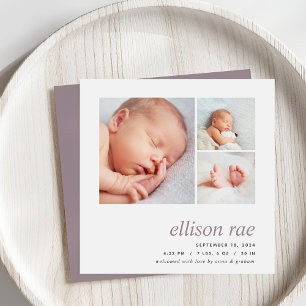 Faire-part Trio moderne Naissance photo minimale simple