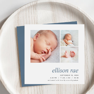 Faire-part Trio moderne   Naissance photo minimale simple