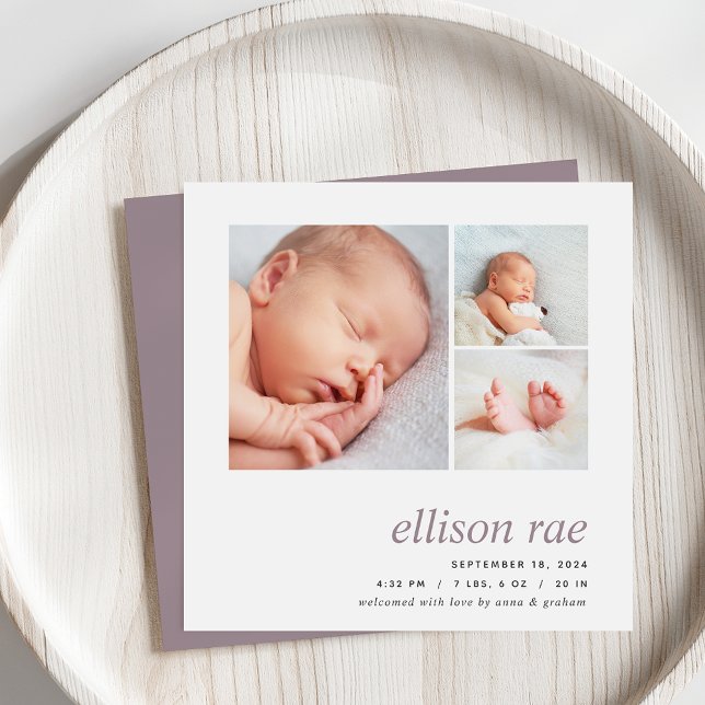 Faire-part Trio moderne | Naissance photo minimale simple (Créateur téléchargé)