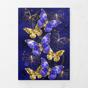 Faire-part Trois Volets Composition avec papillons Sapphire