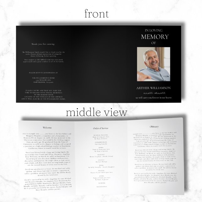 Faire-part Trois Volets Dans l'amour mémoire ordre de service (Créateur téléchargé)