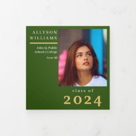 Faire-part Trois Volets Green Elegant Classy 8 - Diplôme photo