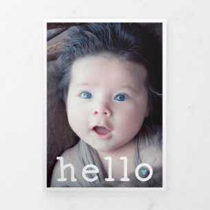Faire-part Trois Volets Hello Blue Heart Photo Collage bébé