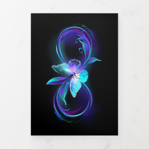 Faire-part Trois Volets Infinité brillante avec papillon magique