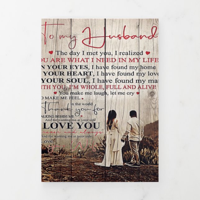 Faire-part Trois Volets Lettre Pour Lui | Cool À Mon Mari Cadeau (Page de couverture)
