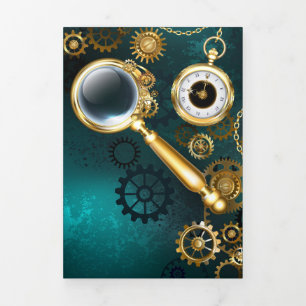 Faire-part Trois Volets Loupe en style Steampunk