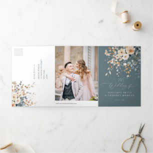 Faire-part Trois Volets Mariage d'aquarelle florale moelleuse