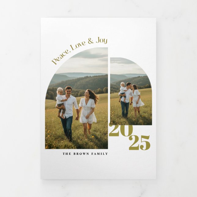 Faire-part Trois Volets Minimal Christmas Family Arch Photo (Page de couverture)