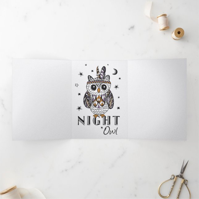 Faire-part Trois Volets Night Owl (Intérieur)