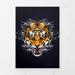 Faire-part Trois Volets Oeuvre moderne rétro Wolf   Pour Maman Papa