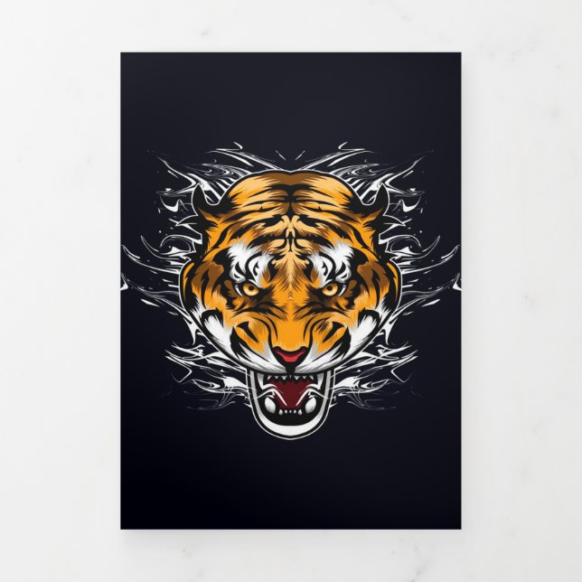 Faire-part Trois Volets Oeuvre moderne rétro Wolf | Pour Maman Papa (Page de couverture)