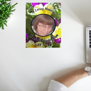 Faire-part Trois Volets Pansies jaune violet Patch cinq photos Mémorial