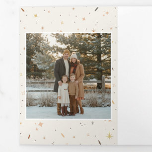 Faire-part Trois Volets Portrait de famille élégant en collage pour Noël