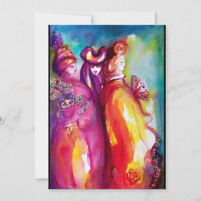 Faire-part TROISIÈME MASQUE , or rouge jaune bleu noir (Devant)