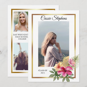 Faire-part Tropical 4 Photo Collage Gold Frame Graduation