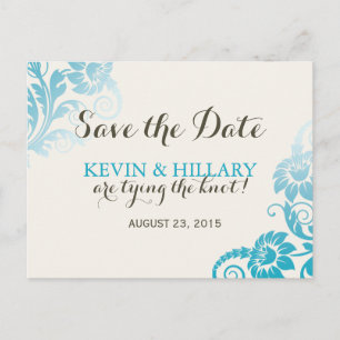 Faire-part Turquoise Ombre Enregistrer la carte postale Date
