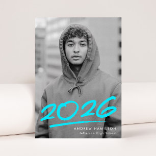 Faire-part Turquoise Pointillé de la promotion 2026 Photo Rem