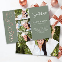 Typographie 4 Photo Sage et Rose Gold Graduation