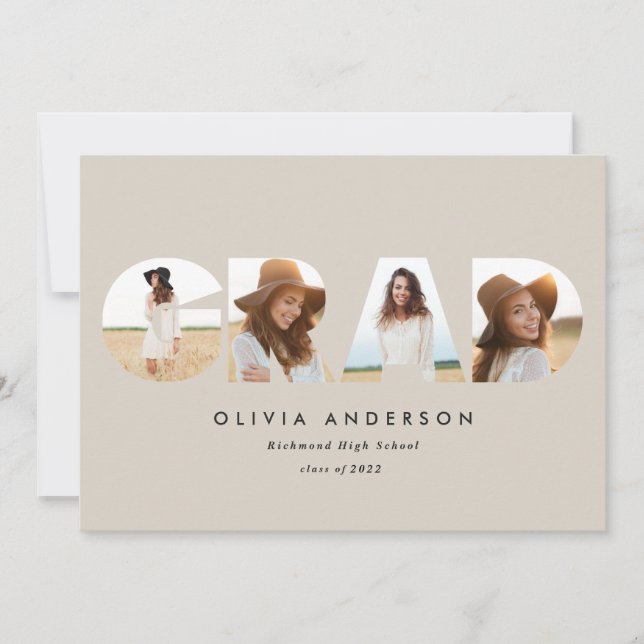 Faire-part Typographie géométrique moderne diplôme d'arc phot (Devant)