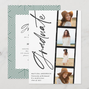 Faire-part Typographie géométrique sauge graduation verte