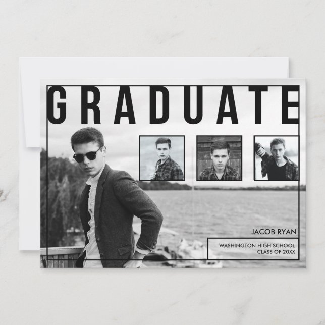 Faire-part Typographie moderne, Annonces de graduation (Devant)