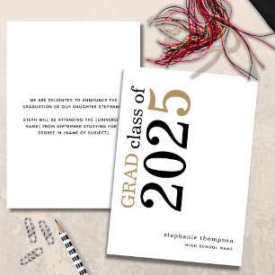 Faire-part Typographie moderne Black Gold 2024 Graduation