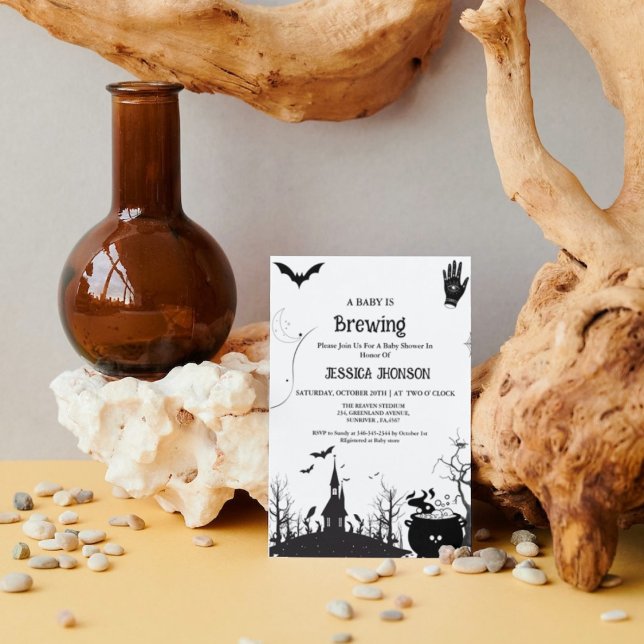 Faire-part Un bébé brasse le Baby shower noir d'Halloween (Créateur téléchargé)