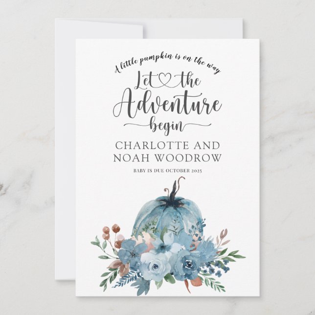 Faire-part Un Petit Citrouille Grossesse Florale Automne (Devant)