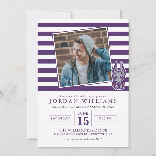 Faire-part Université d'Albany Chef de la mascotte Great Dane (Devant)