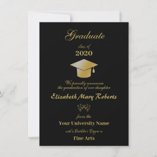 Faire-part Université Simple Black and Gold