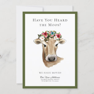 Faire-part Vache mignonne simple Nous avons déplacé une nouve