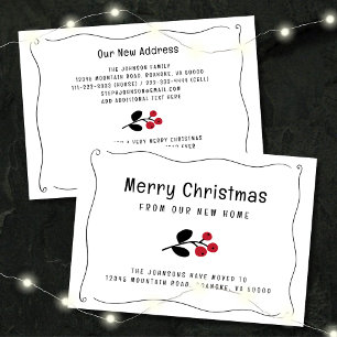 Faire-part Vague Bordure Rouge Berries Holiday Moving