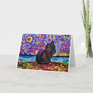 Faire-part Van Gogh Starry Night Kitty Chat<Blank Inside>