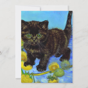 Faire-part Van Gogh Style Chat avec tournesol