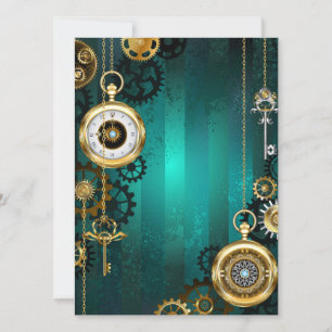 Faire-part Veille bijoux Steampunk sur un Arrière - plan vert