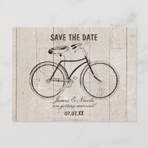 Faire-part Vélo de bicyclette vintage sur carte postale rusti