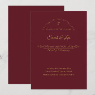 Faire-part VerAlion Mariage Formel Bourgogne et Or