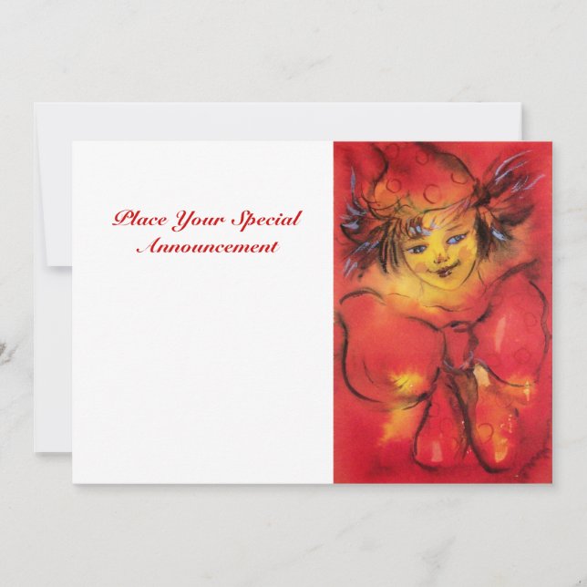 Faire-part VÊTEMENT AVEC BOUTON ROUGE, Blanc Jaune (Devant)