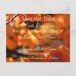 Faire-part Vibrant Automne Enregistrer la date Carte postale